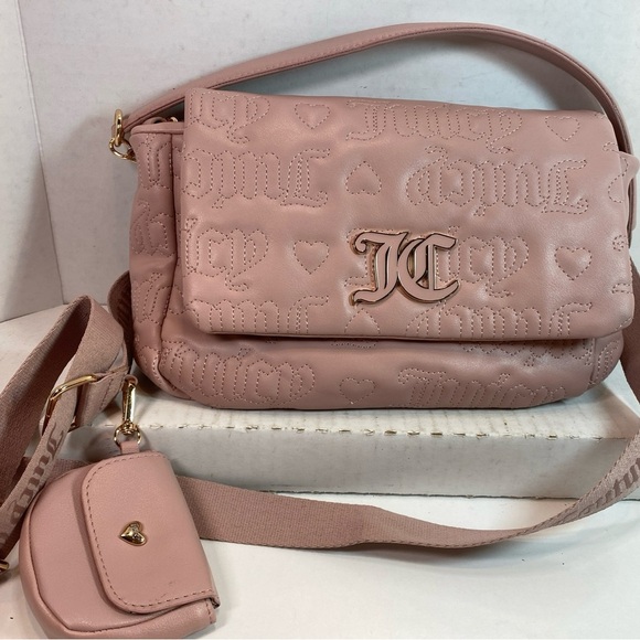 Juicy Couture Purse Crossbody Shoulder Strap Pink Color with gold chain Accents - Picture 2 of 13